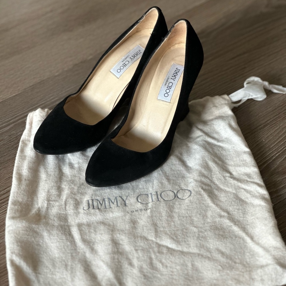 Jimmy Choo Suede Wedges 3 inches, suede, made in Italy